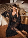 Noir Seduction - Luxus Negligé-Set mit Morgenmantel