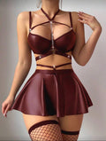 Burgundy Desire - Luxus Leder-Harness-Set