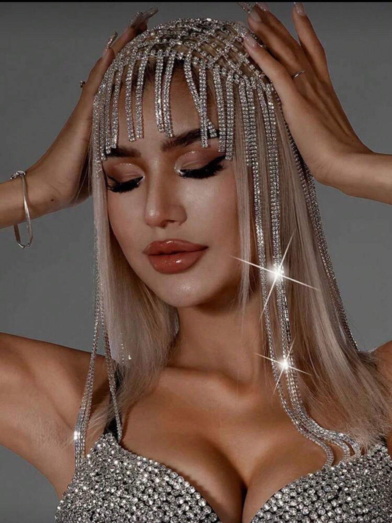 Crystal Cascade - Luxus Kopfschmuck mit Strass-Ketten