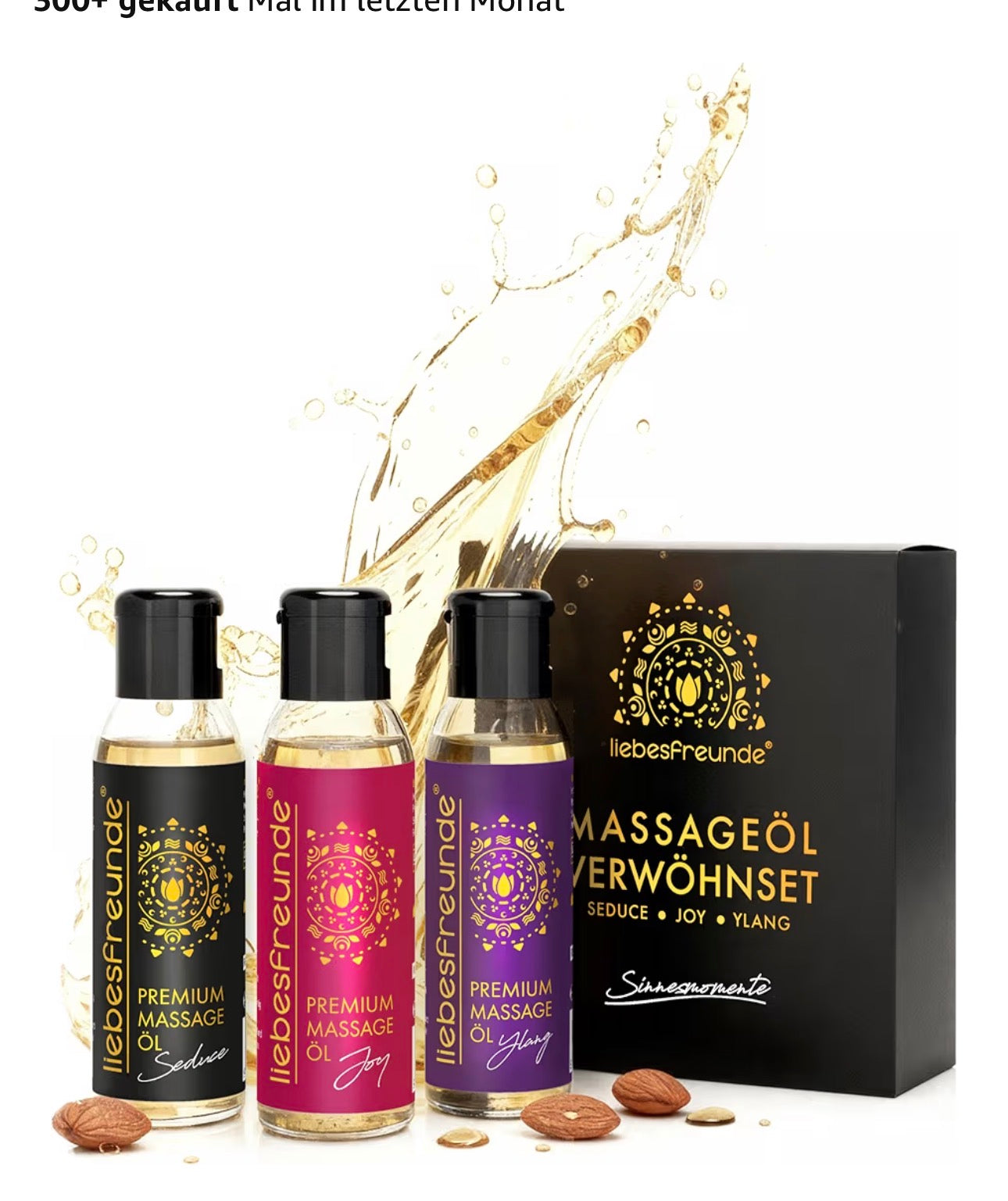 liebesfreunde Premium Massageöl Verwöhnset - Seduce, Joy & Ylang
